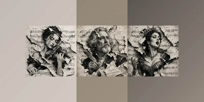 Torn Music Portrait Sketch Masterpieces generated by undefined