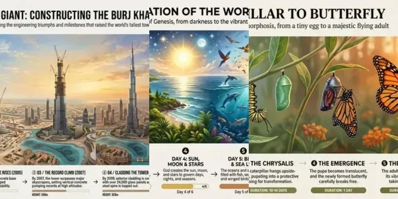Panoramic Step By Step Infographics