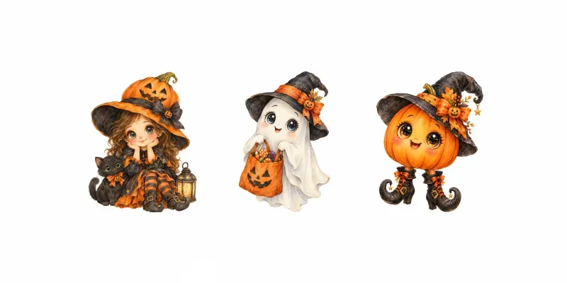 Enchanting Halloween Characters Ephemera