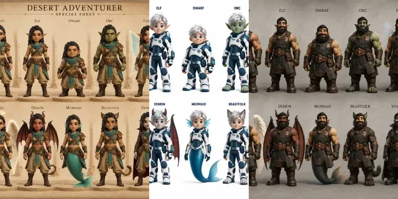 3D Character Species Sheets generated by undefined