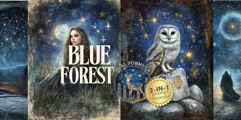 Dual Mystic Blue Valley Junk Journal Kits generated by undefined