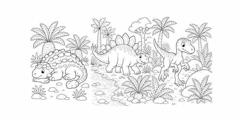 Cute Dinosaur Coloring Book Pages generated by undefined