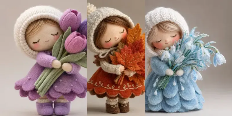 Cute 3D Felt Kawaii Dolls generated by undefined