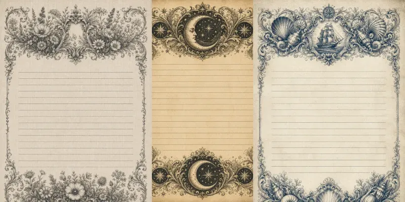 Ornamental Lined Page Junk Journal Papers generated by undefined