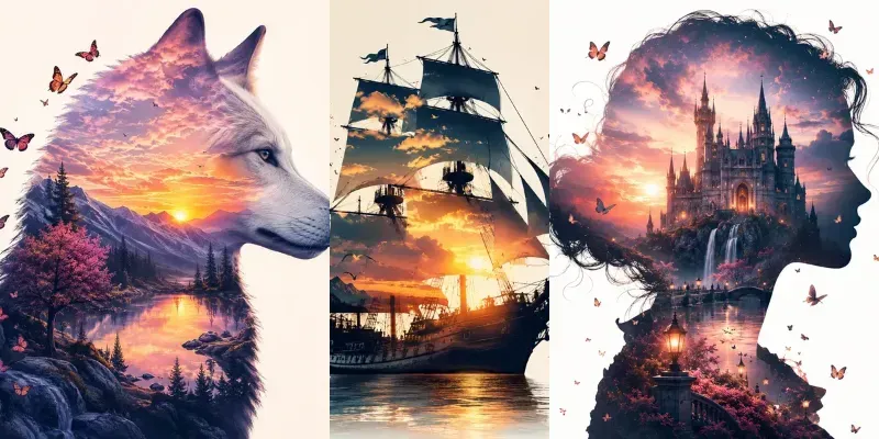 Dreamscape Double Exposure Silhouettes generated by undefined