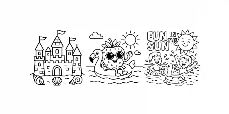Bold And Easy Summer Coloring Pages generated by undefined