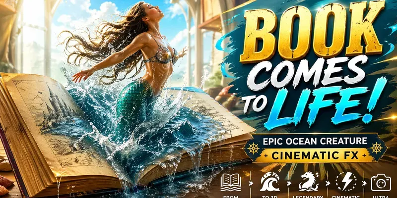 Epic Book Ocean Creature Cinematic FX generated by undefined