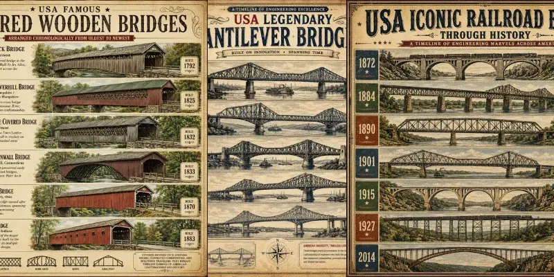 Usa Iconic Bridges Timeline Posters generated by undefined