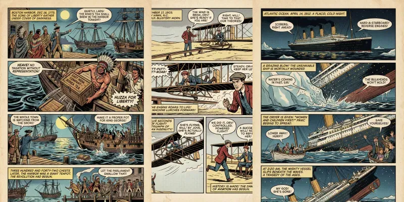 Vintage Style History Comic Pages generated by undefined
