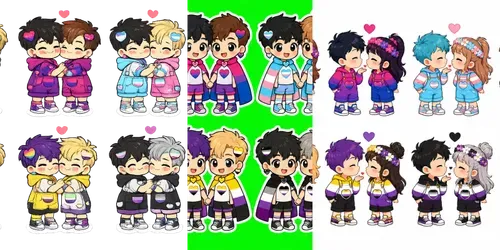 Pride Kawaii Couple Stickers generated by chatgpt-image