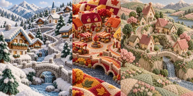 Texture Knitted Fantasy Villages