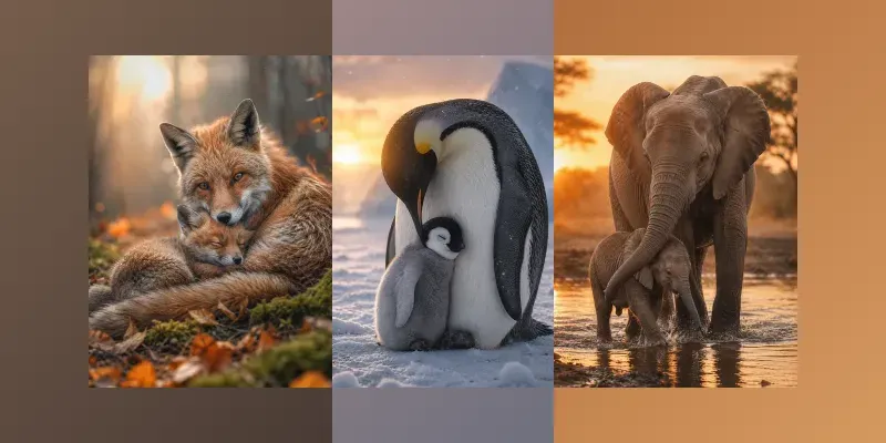Emotional Mothers Day Animal Scenes generated by undefined