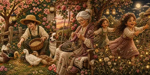 Embroidered Cottage Gardens generated by chatgpt-image