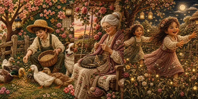 Embroidered Cottage Gardens generated by undefined