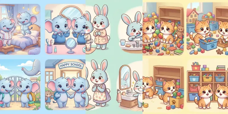 Cute Animal Story Sequential Squares generated by undefined