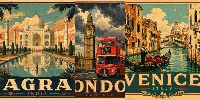Vintage City Travel Poster Art generated by undefined