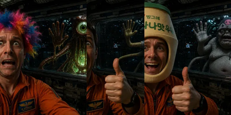 Astronaut Iss Selfie With Window Monster generated by undefined