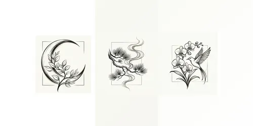 Japandi Minimalist Line Art Tattoo Logos generated by gemini-image