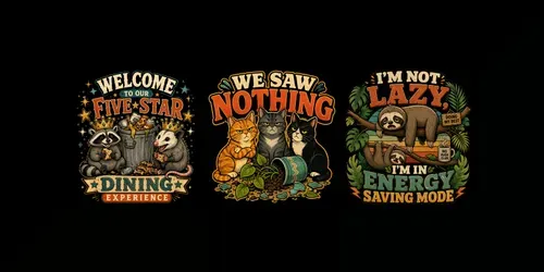 Sarcastic Cute Characters Retro Tshirts generated by chatgpt-image