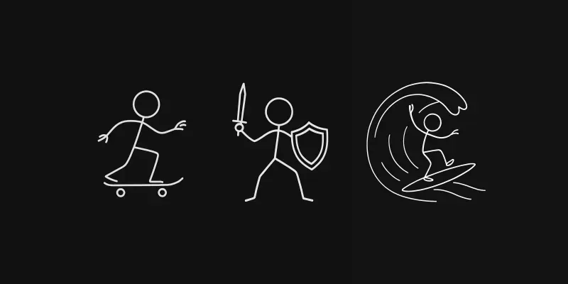 Stickman Action Poses Line Art generated by undefined