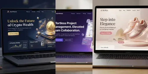 3D Website Landing Page Designs generated by gemini-image
