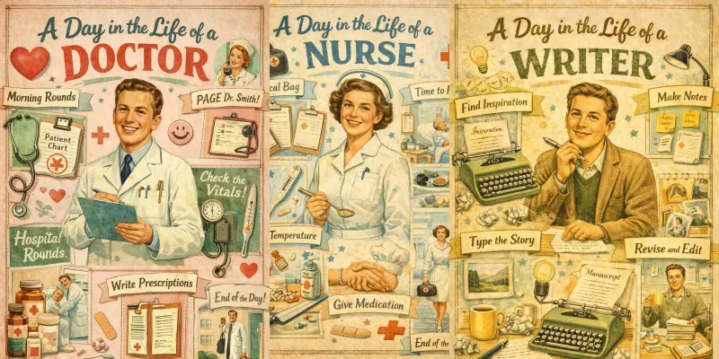 Day In Life Retro Collage Poster Makers generated by undefined