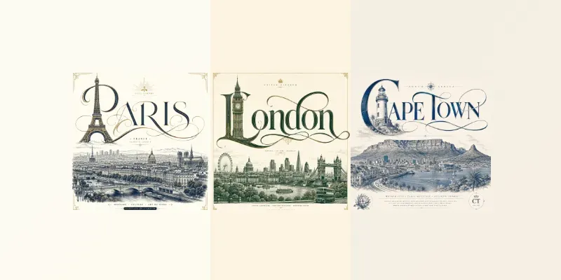 Luxury City Typography Posters generated by undefined