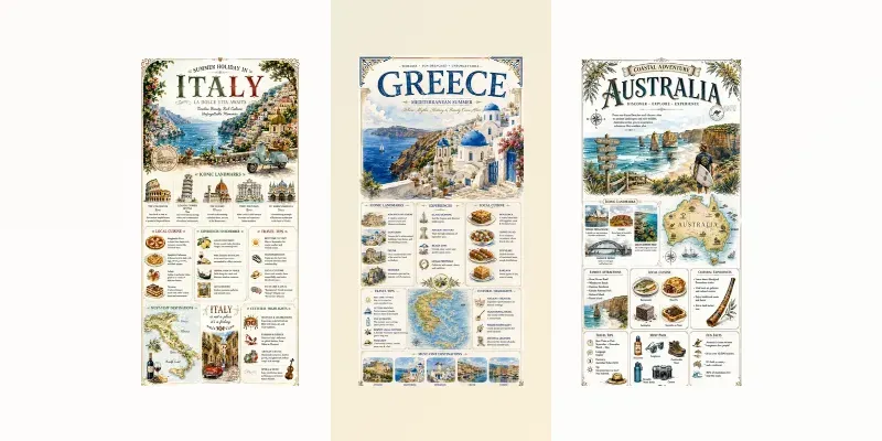 Vintage Travel Guide Posters generated by undefined
