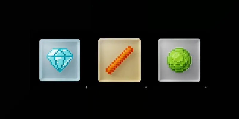 Consistent Flat Voxel Glass App Icons generated by undefined