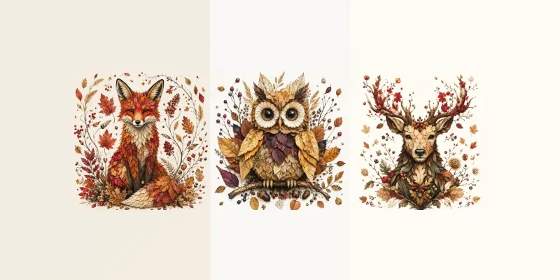 Autumn Botanical Character Art generated by undefined