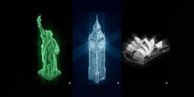 Neon Lowpoly Wireframe Landmarks generated by undefined