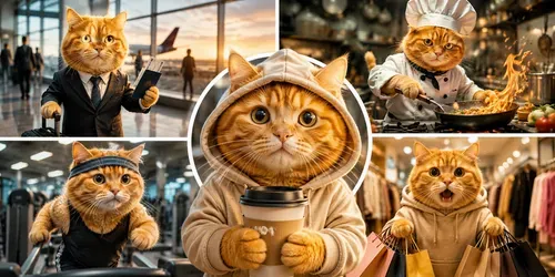 Viral Orange Cat Life Videos In Seconds generated by veo