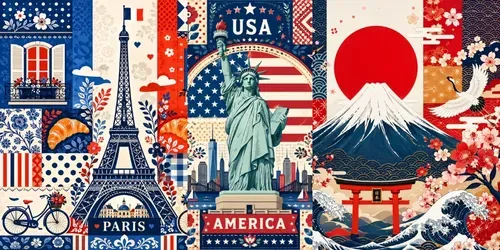 Global Landmark Folk Pattern Posters generated by chatgpt-image