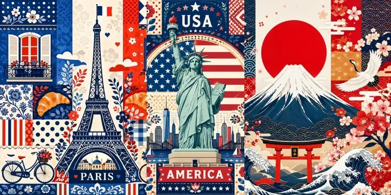 Global Landmark Folk Pattern Posters generated by undefined