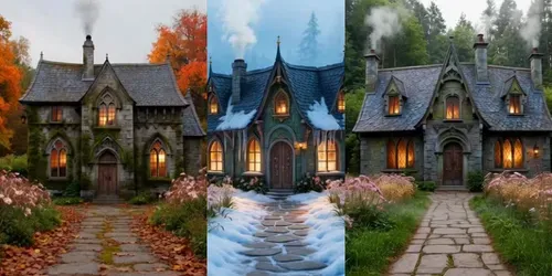 Fairytale Stone Cottage Cinematic Videos generated by grok-video