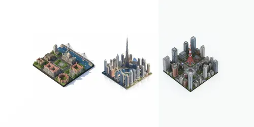 Isometric Lifescale Cities generated by gemini-image