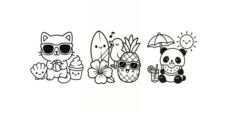 Bold And Easy Fun Summer Coloring Pages