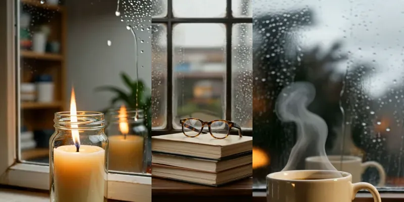 Cozy Coffee Rain Window Brolls generated by undefined