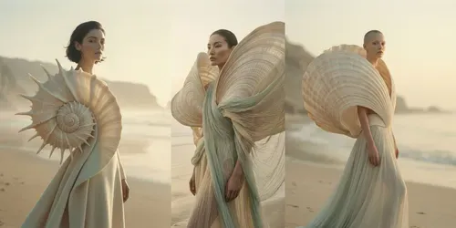Surrealist Shell Editorial Portraits generated by gemini-image