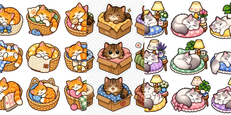 Hygge Cats At Home Sticker Packs generated by undefined