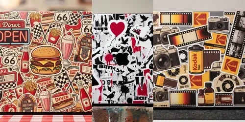 Sticker Bomb Laptop Photography generated by gemini-image