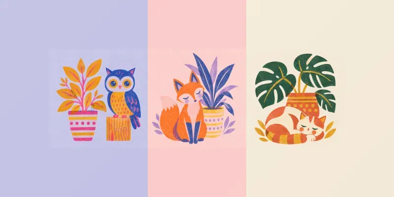 Risograph Plant Illustrations
