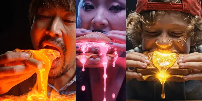 Surreal Glowing Food Mukbang Videos generated by undefined