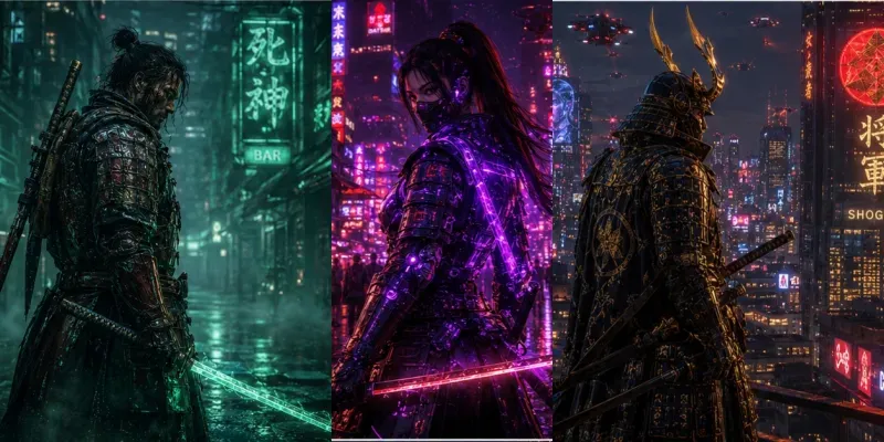 Neon Samurais In Cyberpunk Tokyo generated by undefined