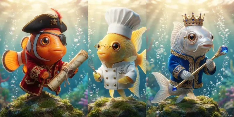 Anthropomorphic Fish Characters generated by undefined