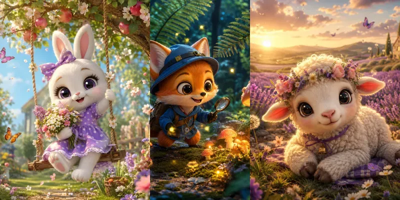 Whimsical 3D Fantasy Character Scenes generated by undefined