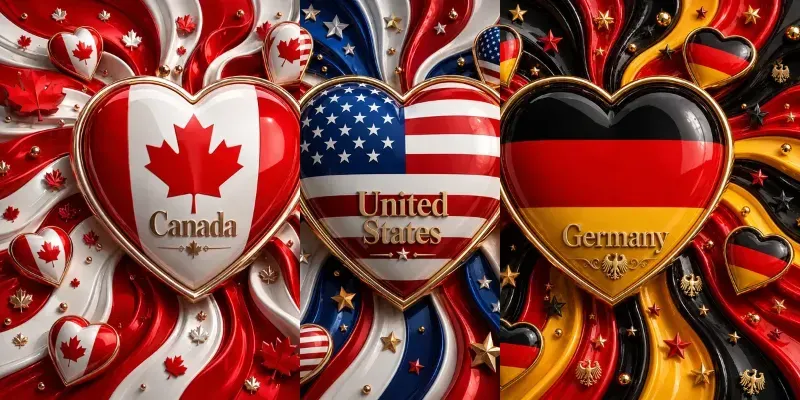 Worldwide Flag Heart 3d Art Prompt generated by undefined