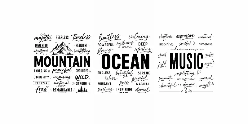 Minimalist Typography Word Art Sets generated by undefined