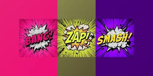 Comic Book Onomatopoeia Starbursts generated by midjourney