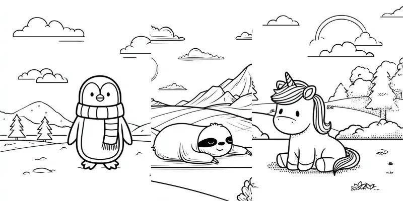 Animals In Landscape Coloring Pages generated by undefined